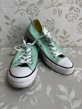 Converse All Star Low Top Sneakers Mint Green Canvas Chuck Taylor Wmns 9 Mens 7